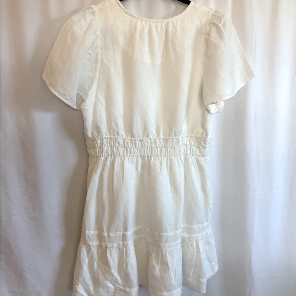 Anthropologie White Linen Blend Dress - Size Large - Picture 4 of 4
